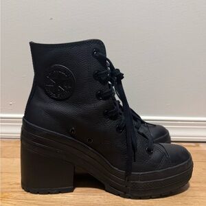 Limited Edition Converse Platform Black High-Heeled Lace-Up Boots
